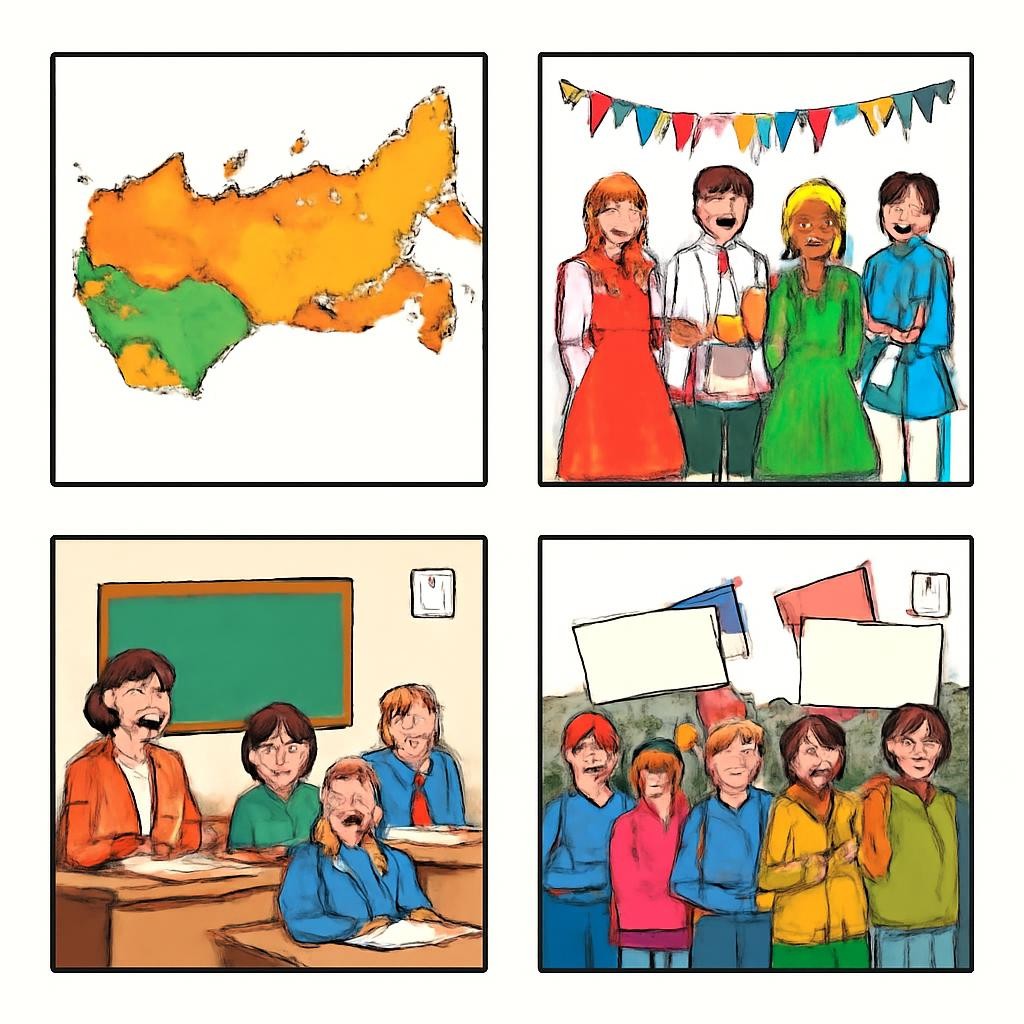 Сетка из четырёх историко-политических символов