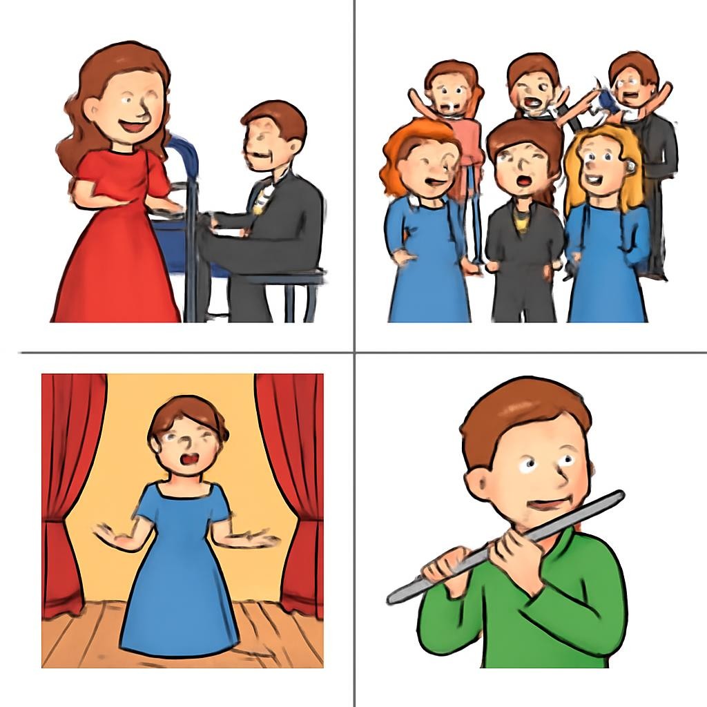 Четыре сцены исполнения музыки