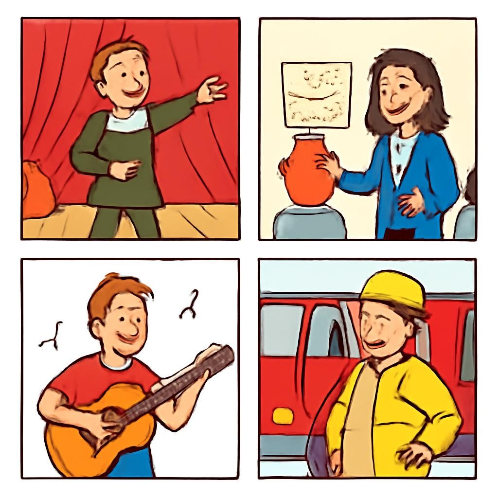 Сетка с четырьмя профессиями