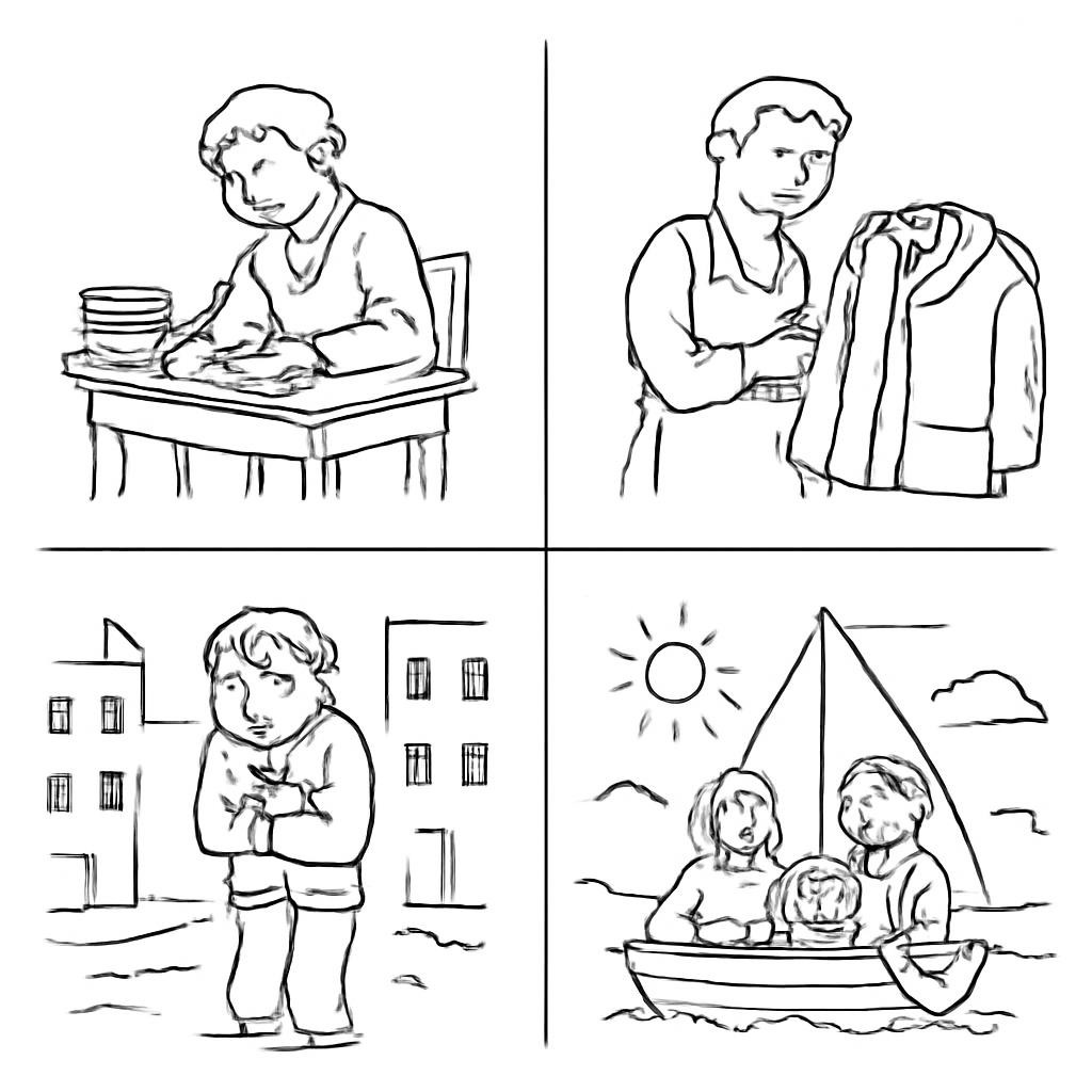 Сетка из четырёх контурных сцен