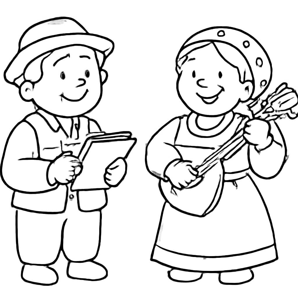 Контурная иллюстрация собирателя фольклора