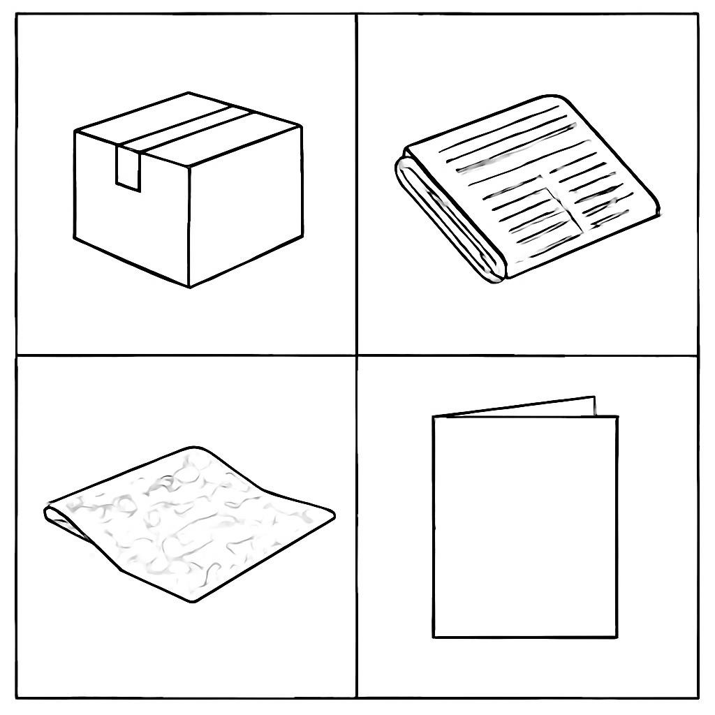 Контурная иллюстрация изделий из бумаги