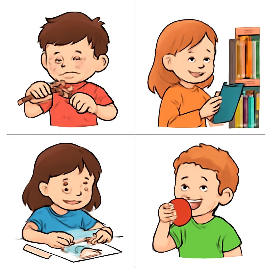 Four school-life action scenes