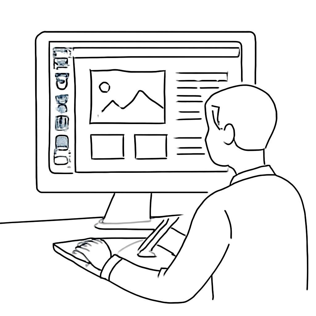 Специалист создаёт макет страницы сайта в графическом редакторе
