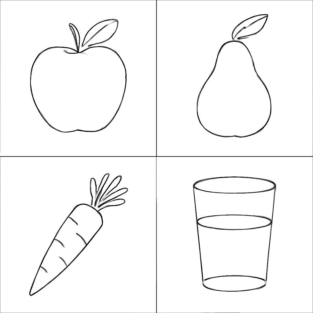 Сетка из четырёх продуктов без подписей