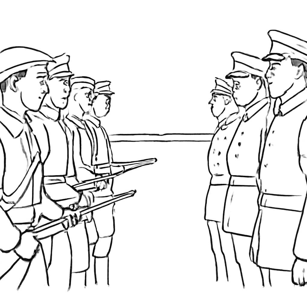Контурная сцена с двумя противоборствующими группами
