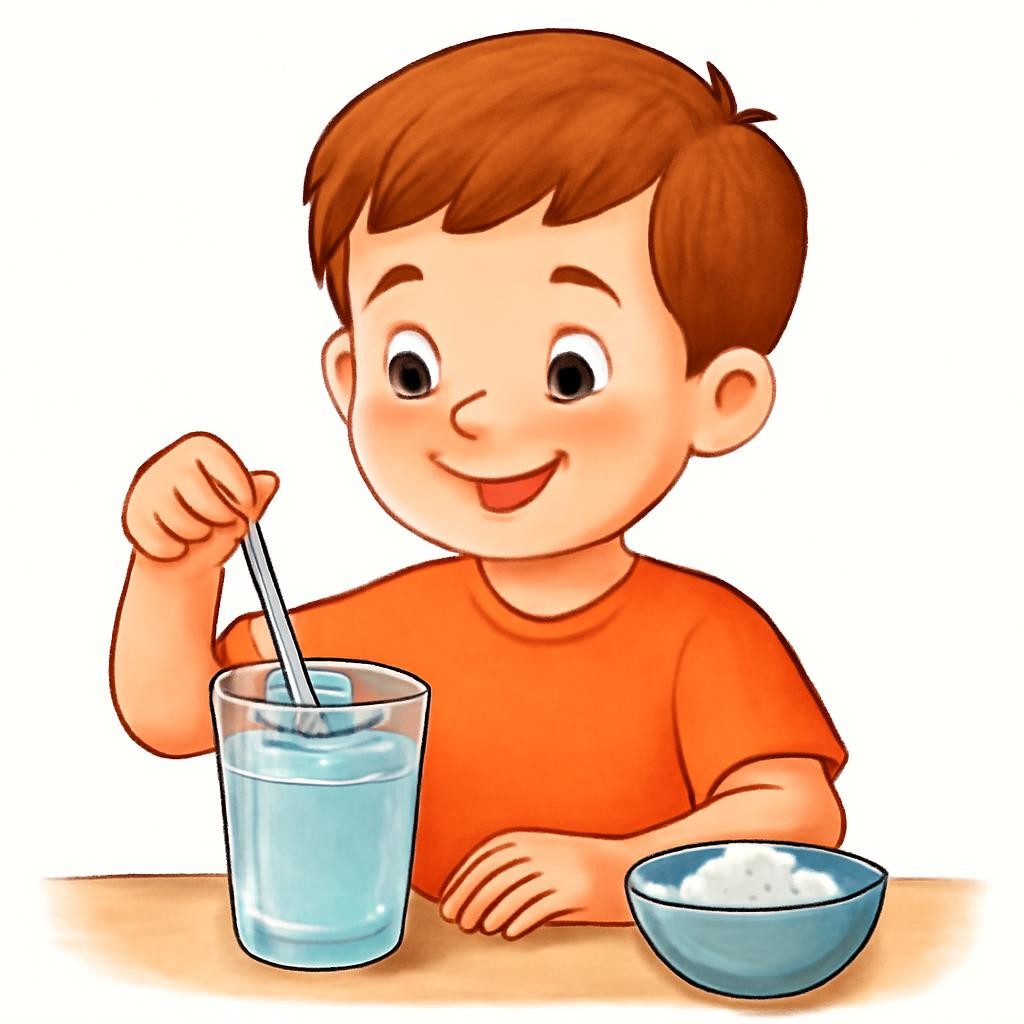 Опыт с водой, сахаром и ложкой