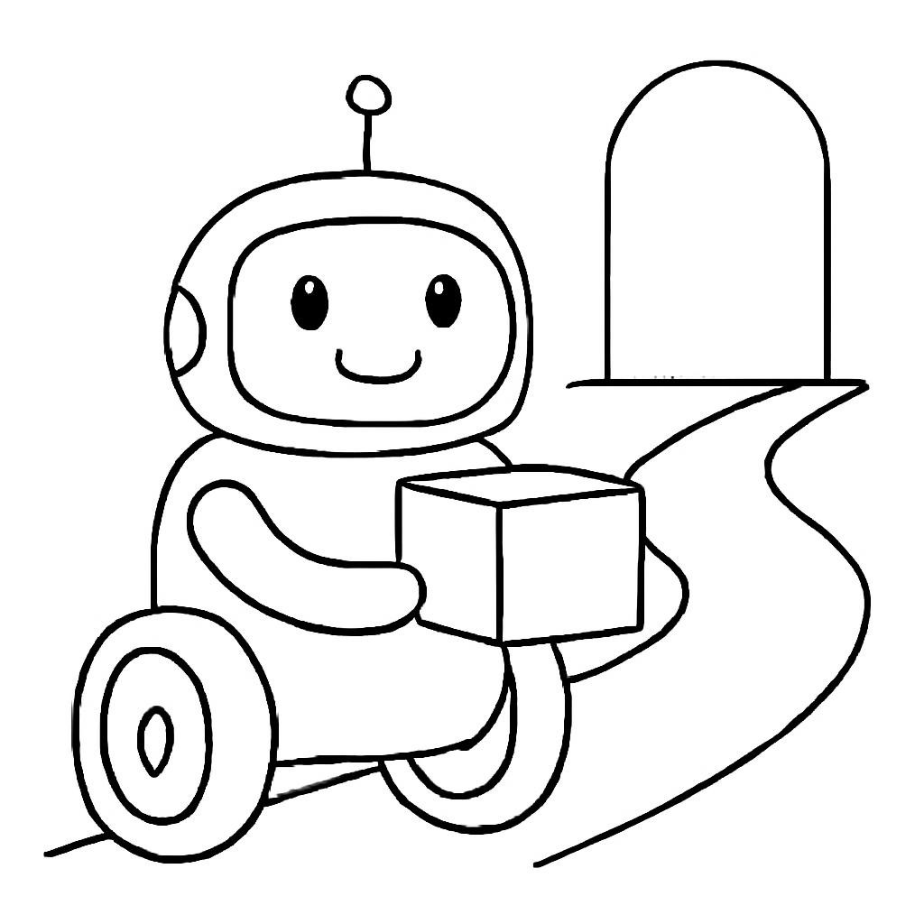 Контурная иллюстрация робота на колёсах