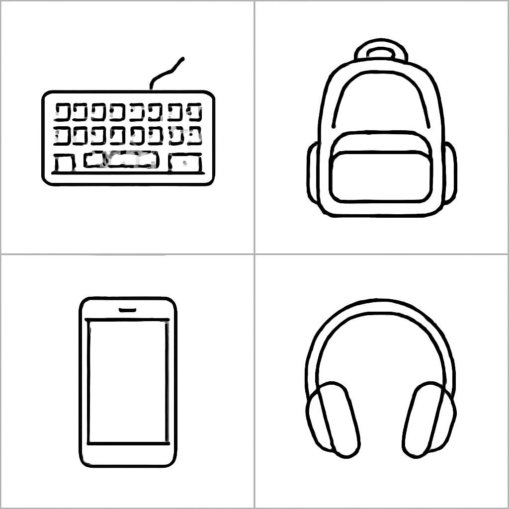 Контурная сетка из четырёх изображений