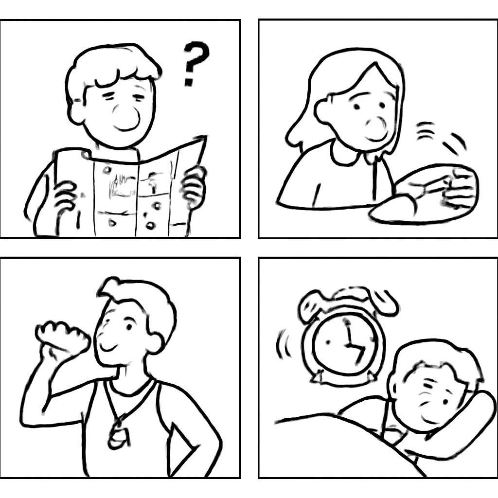 Four scenes contrasting people experiencing feelings with one thing causing a feeling.