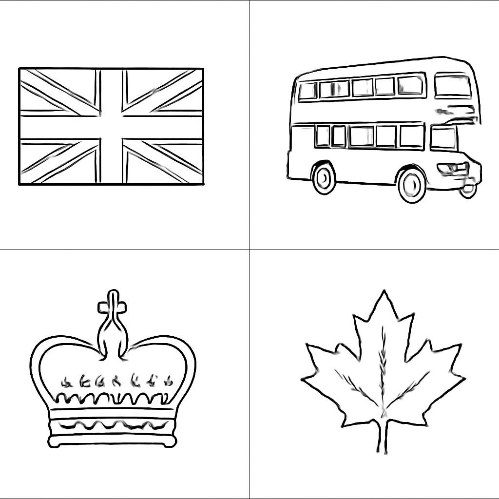 Four objects connected with or unrelated to the United Kingdom