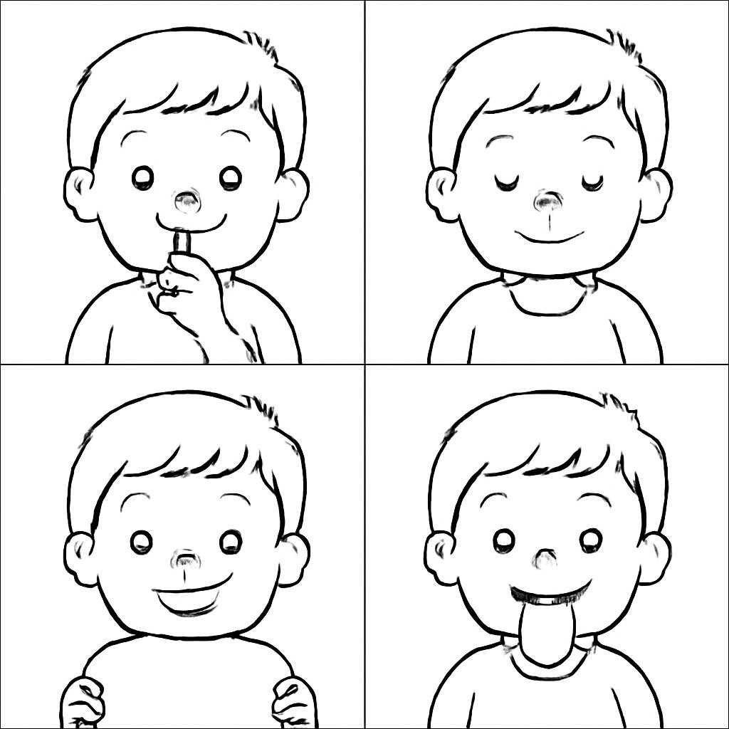 Сетка из четырёх контурных изображений