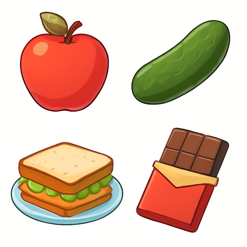 Четыре продукта в сетке 2 на 2