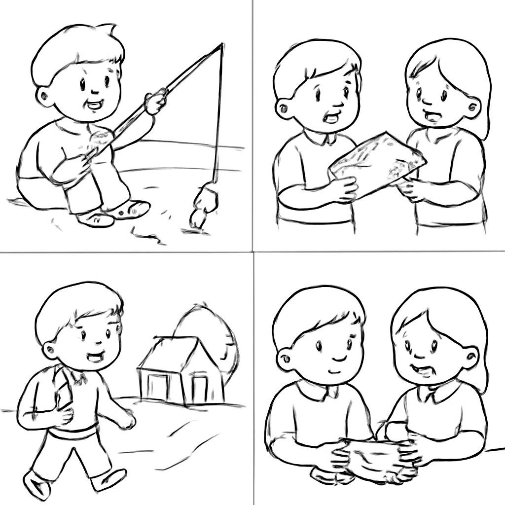 Сетка из четырёх контурных изображений
