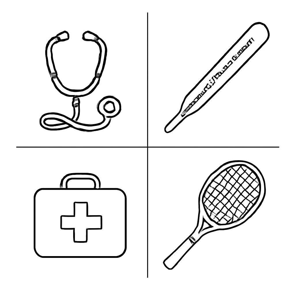 A 2 by 2 grid of four everyday objects