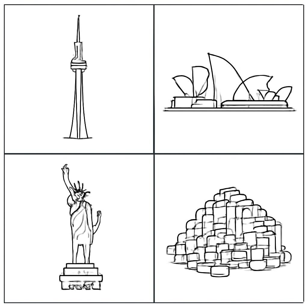 Four landmarks from English-speaking countries