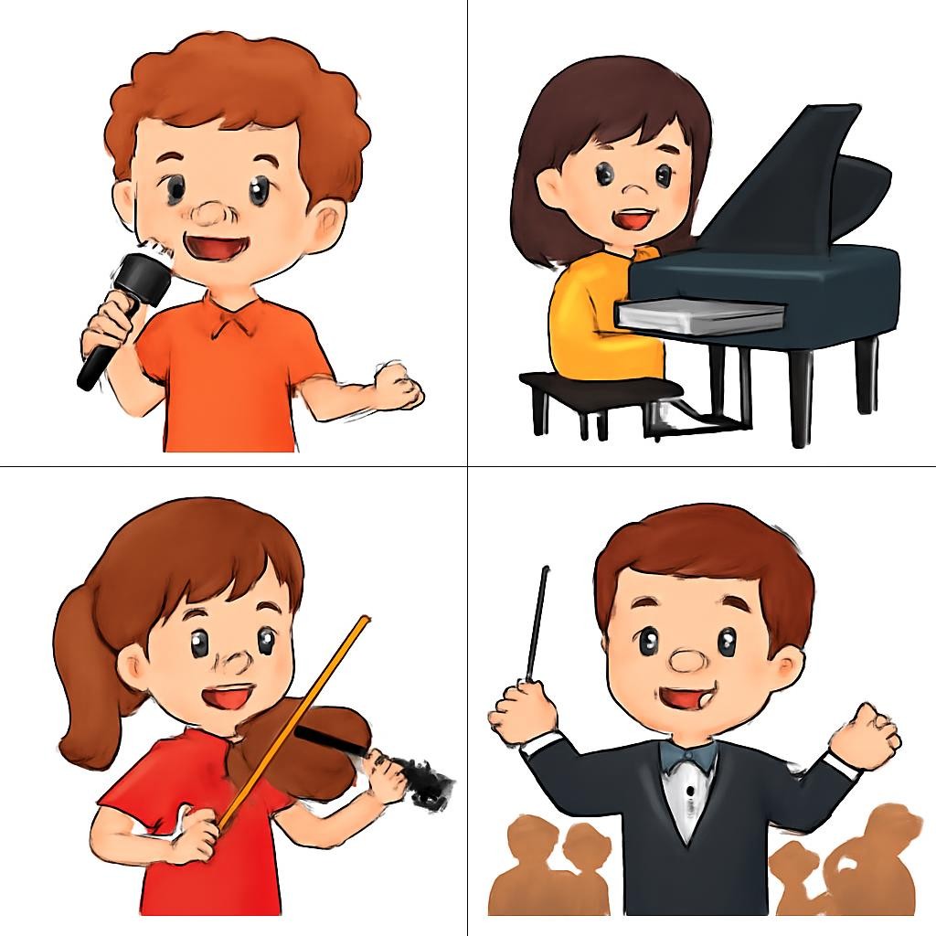 Сетка из четырёх музыкантов-исполнителей