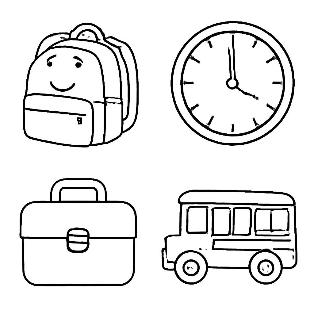 Four school objects for matching