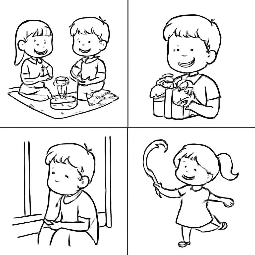 Сетка из четырёх контурных сцен