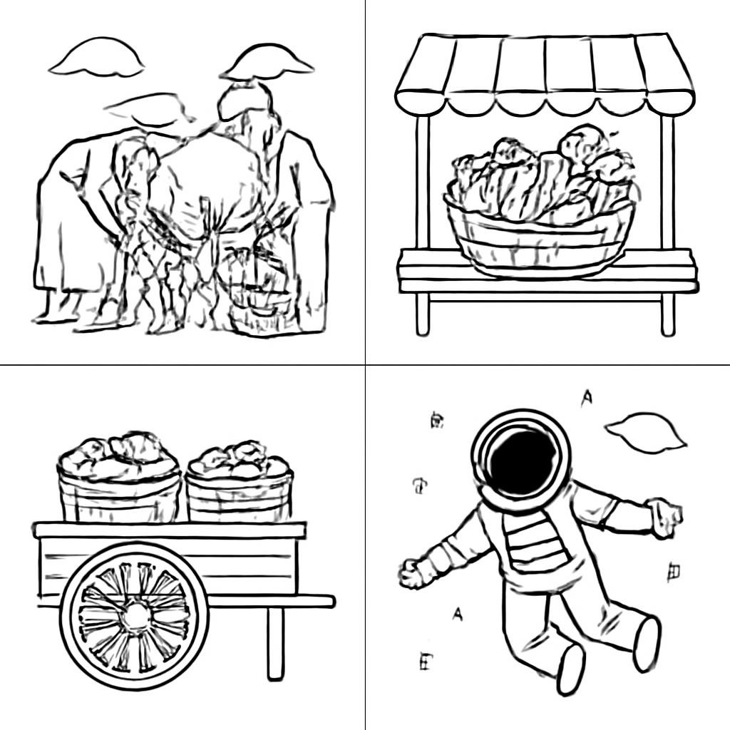 Сетка из четырёх контурных сцен