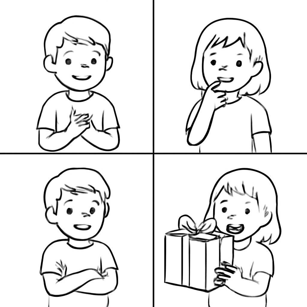 Четыре контурные детские картинки