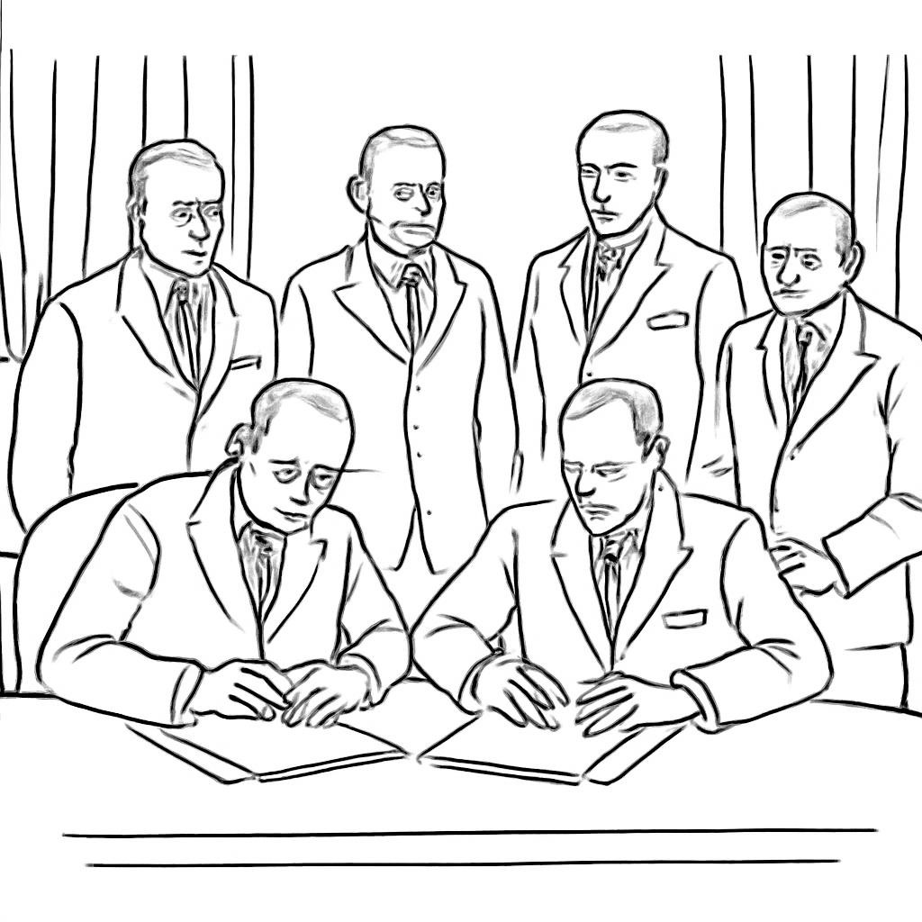 Фотография подписания франко-советского договора о взаимной помощи в Париже в 1935 году