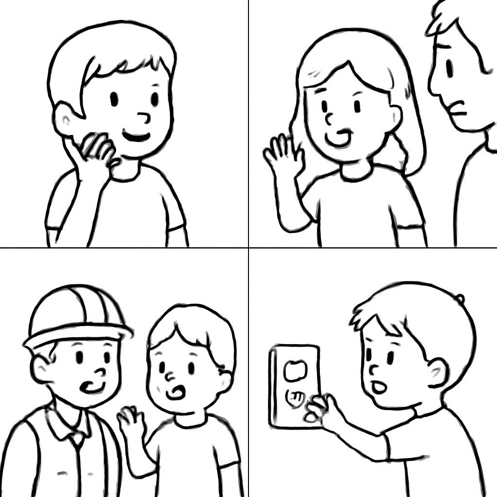 Сетка из четырёх контурных сцен