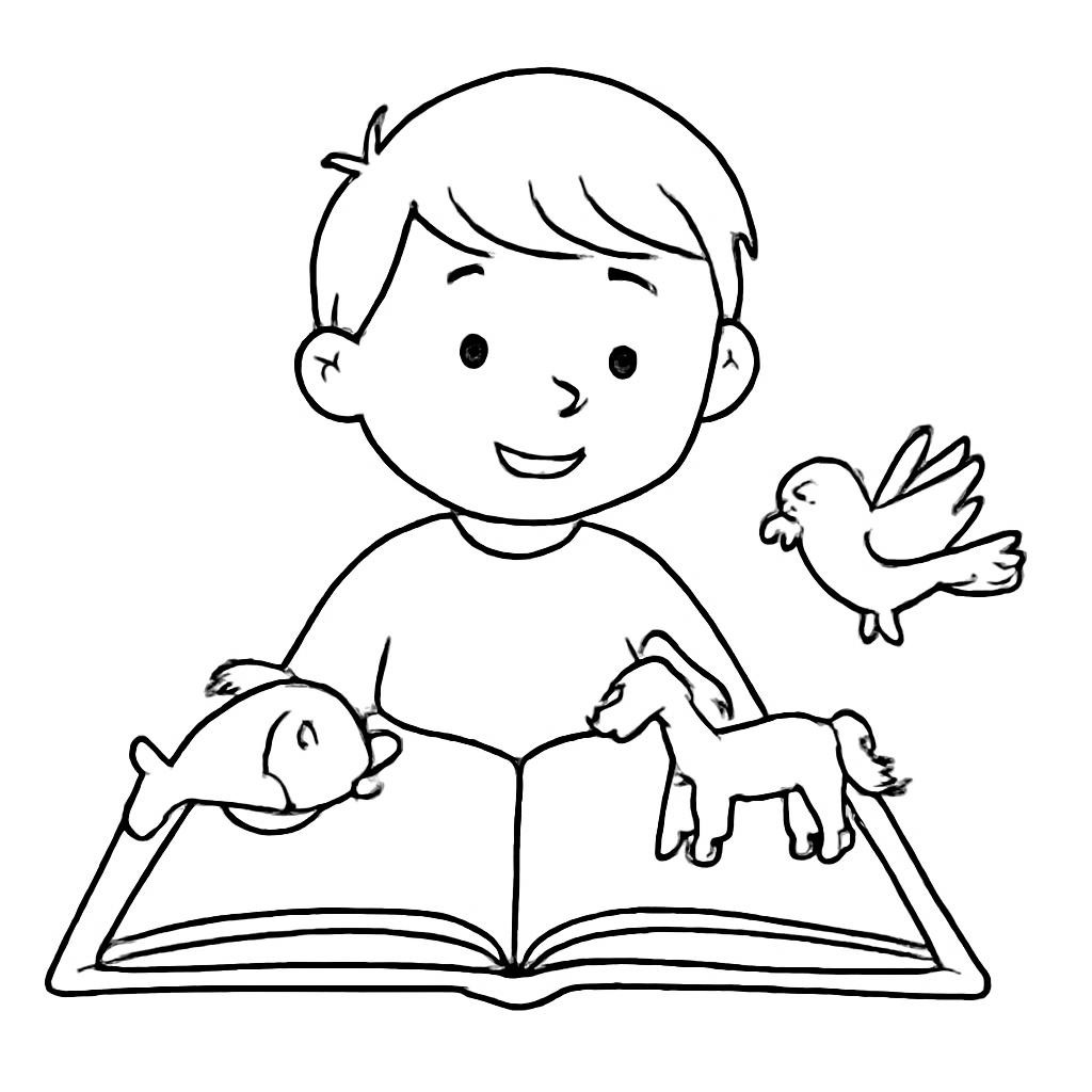 Детская иллюстрация книжной сцены