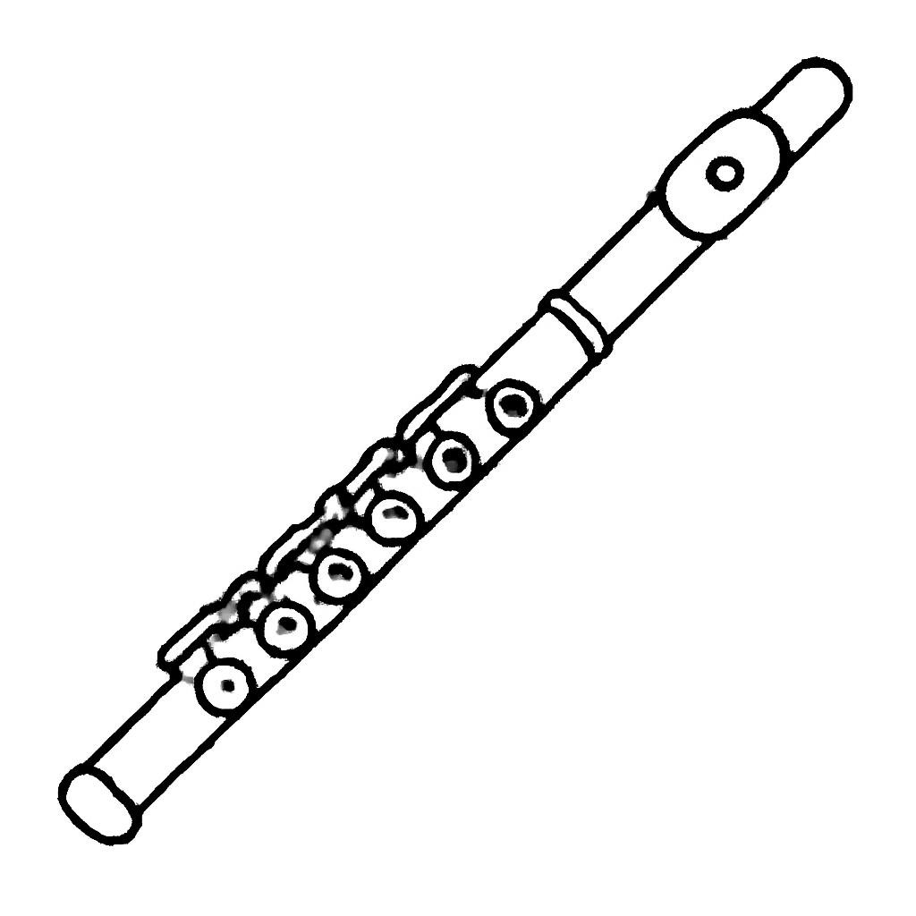 Контурный рисунок флейты с основными частями