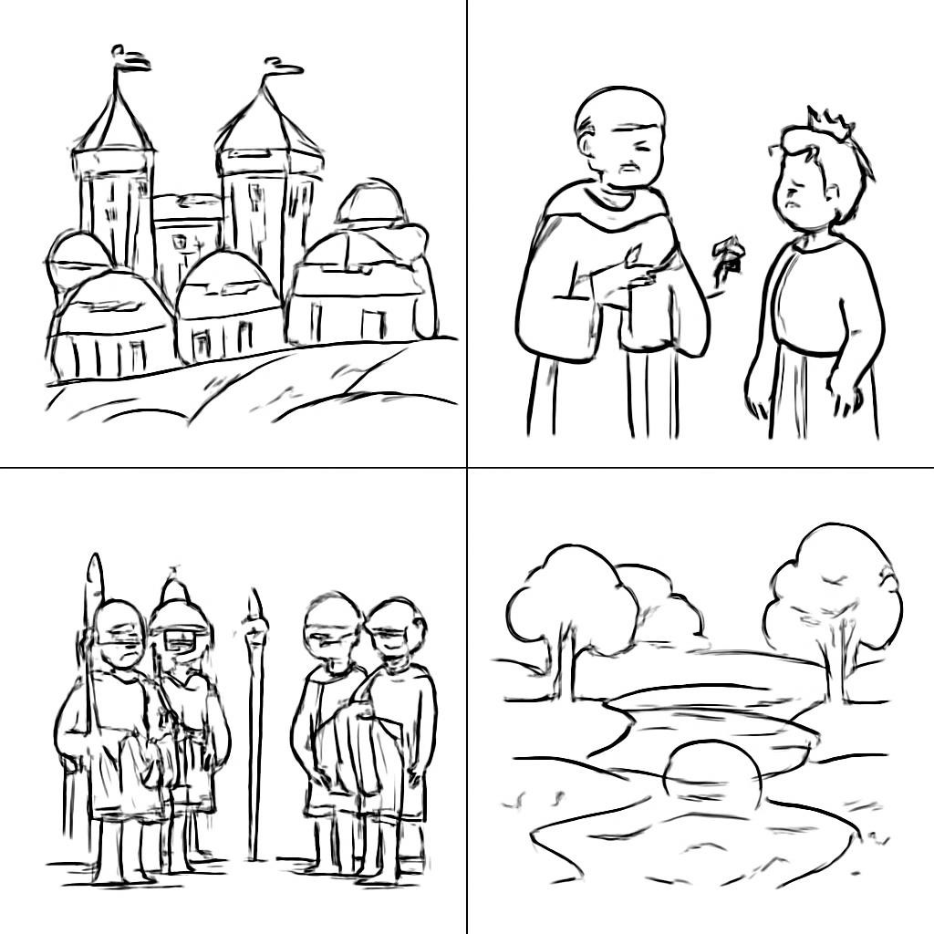 Четыре контурные исторические картинки для детей
