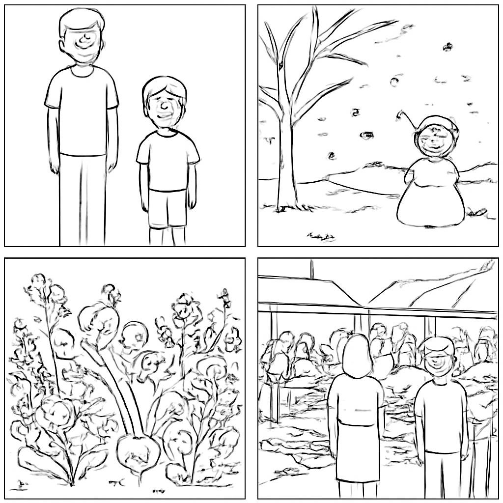 Four scenes comparing people and places