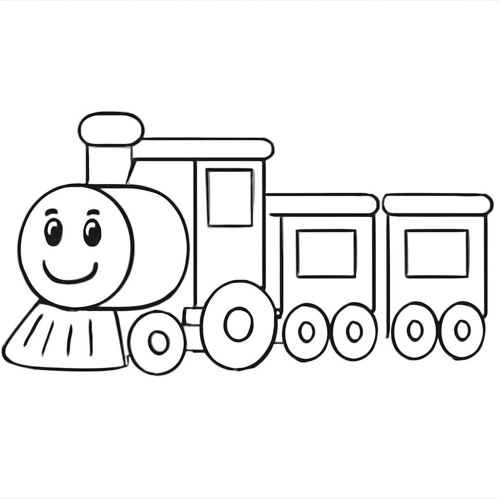 Контурный рисунок игрушечного поезда