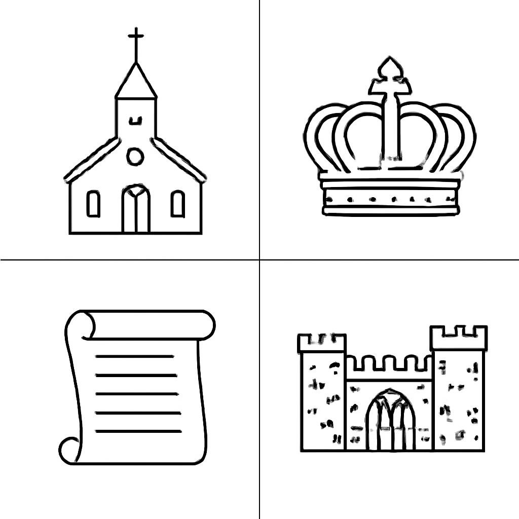 Контурная сетка из четырёх исторических объектов без подписей.