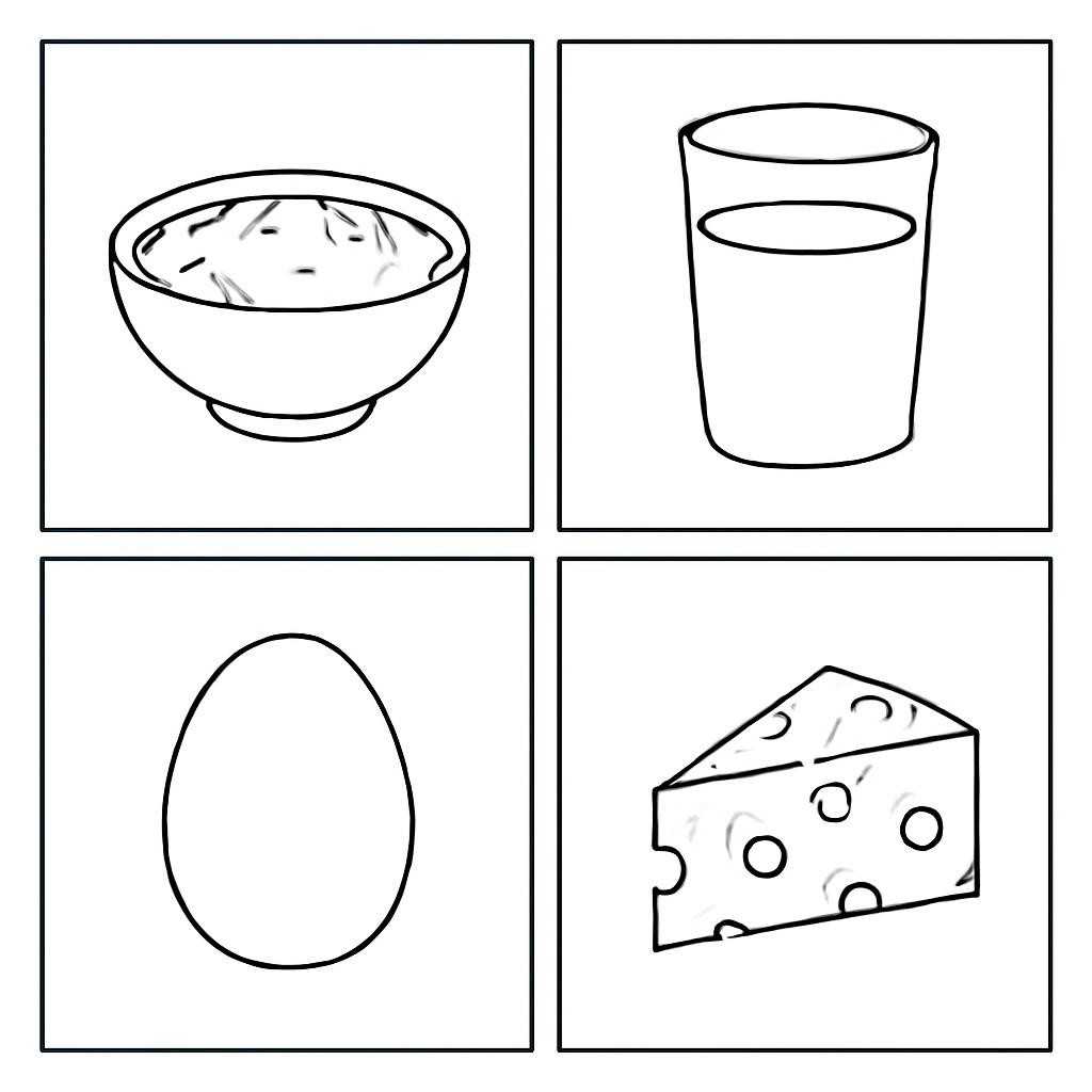 Four simple breakfast pictures for matching