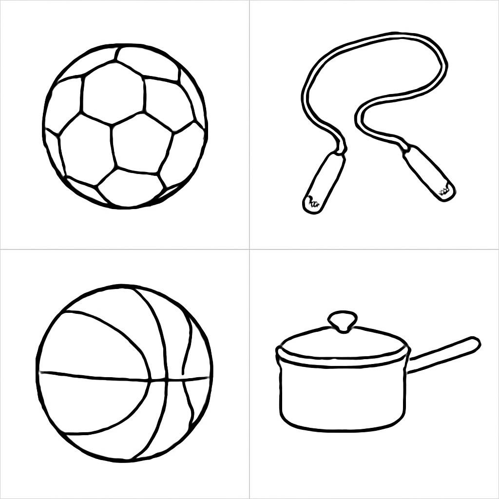 Сетка 2×2 с четырьмя предметами