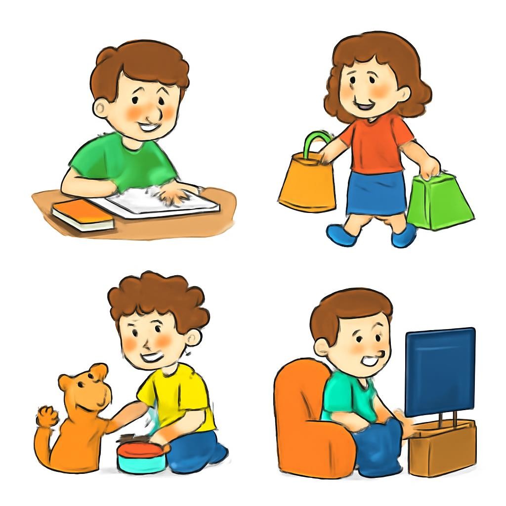 Children doing everyday after-school activities