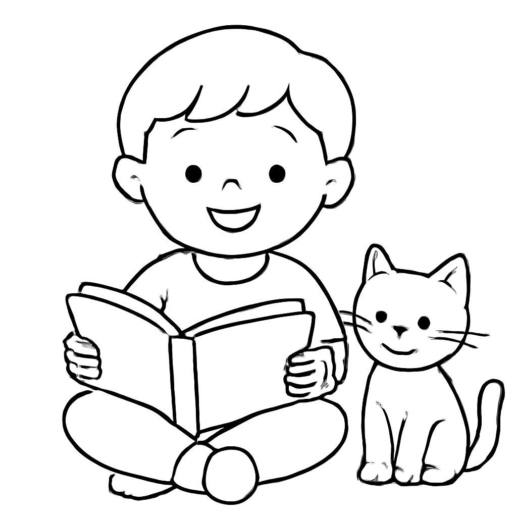 Сцена чтения книги ребёнком