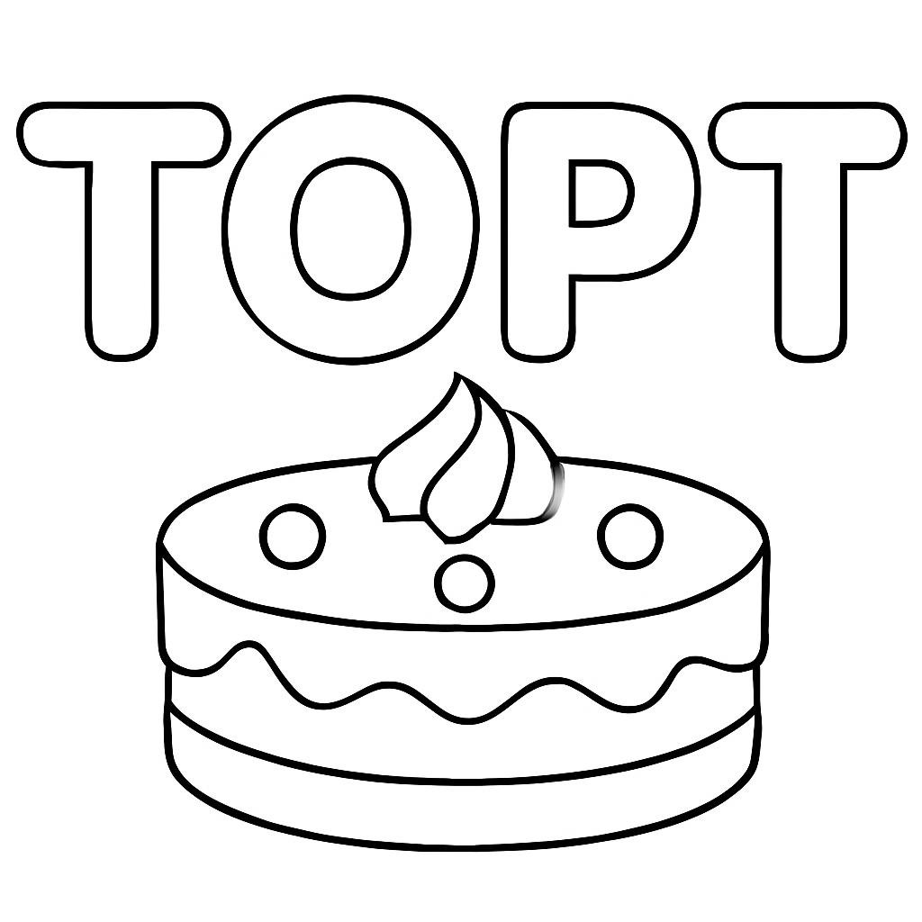 Контурное изображение слова торт