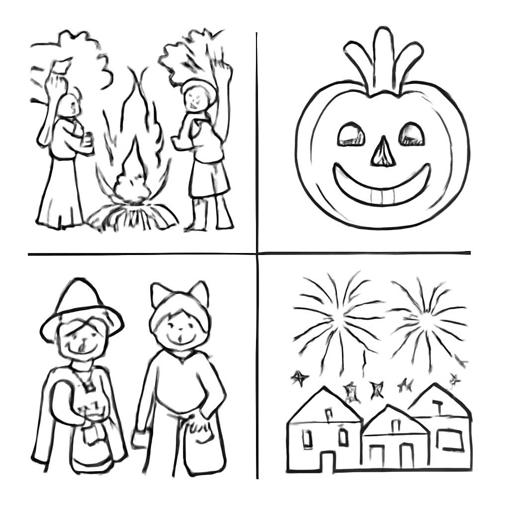 Three images connected with Halloween history and one image from another celebration.
