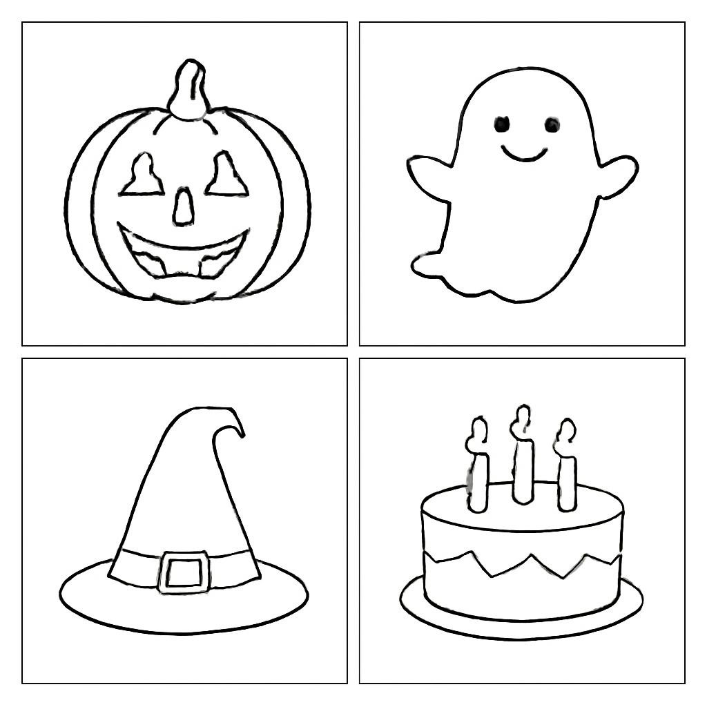 Halloween symbols and one unrelated object.