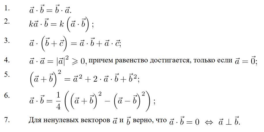 Слайд 12 «Свойства скалярного произведения» — иллюстрация к презентации «Треугольники, векторы и координаты» по геометрии для 10 класса