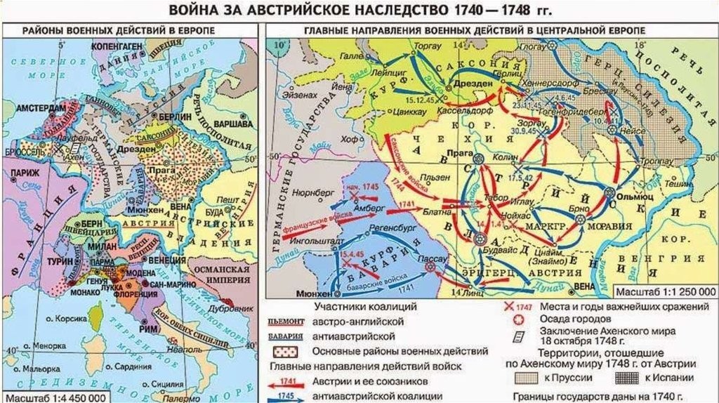 Слайд 9 «Война за австрийское наследство» — иллюстрация к презентации «Мария Терезия» по истории для 8 класса