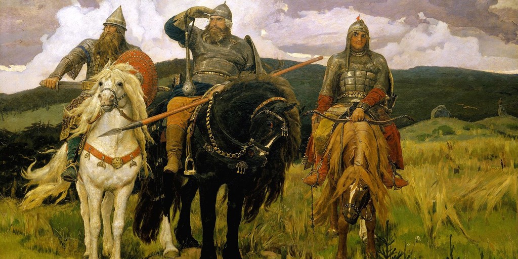 Слайд 8 «Богатыри в живописи: Виктор Васнецов» — иллюстрация к презентации «Русские былины: эхо героического прошлого» по литературе для 6 класса